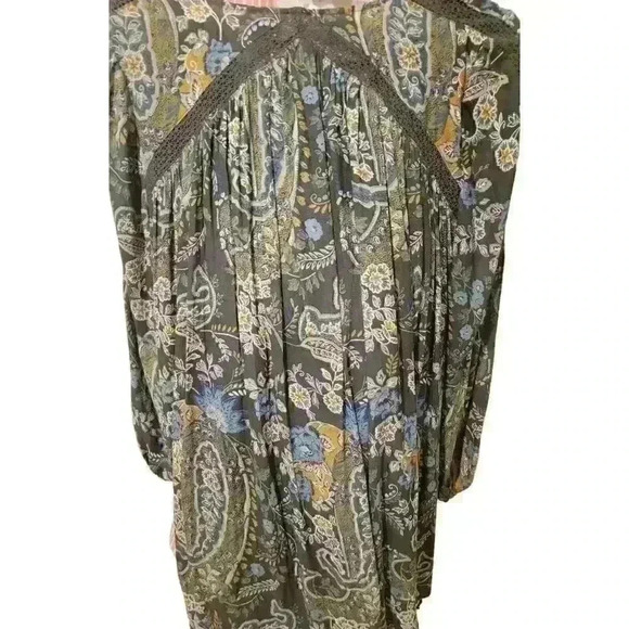 Free People Dress Size S Rain Shine Mini Tunic Boho Floral Paisley Oversized - Picture 7 of 16